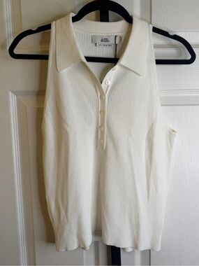 Love, Bonito Cream Ribbed Polo Tank, size Large, NWT
